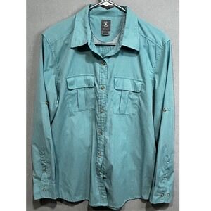 Insect Shield Men's Long Sleeve Button Up Shirt Teal Size Large Outdoor